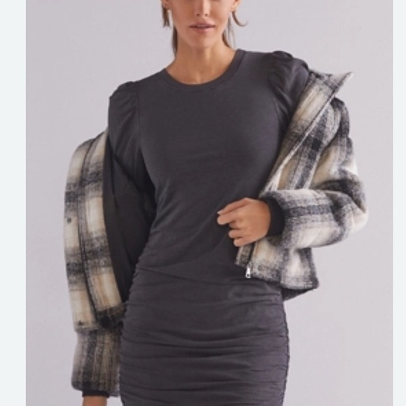 NWT Anthropologie Sundry ruched gray mini dress - Picture 3 of 14